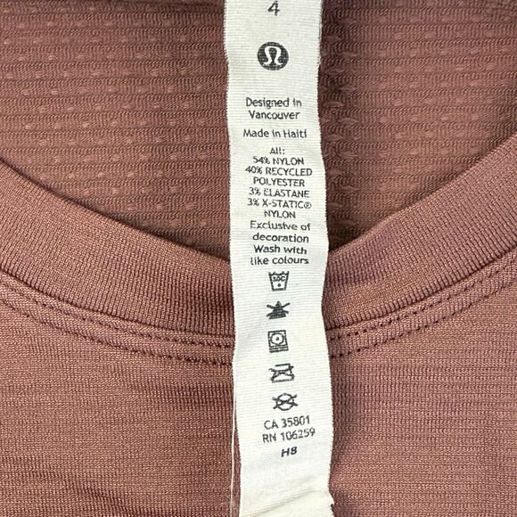 Lululemon Swiftly Tech Long-Sleeve Shirt 2.0 Women Size 4 Pink Brown Mauve - Picture 7 of 10